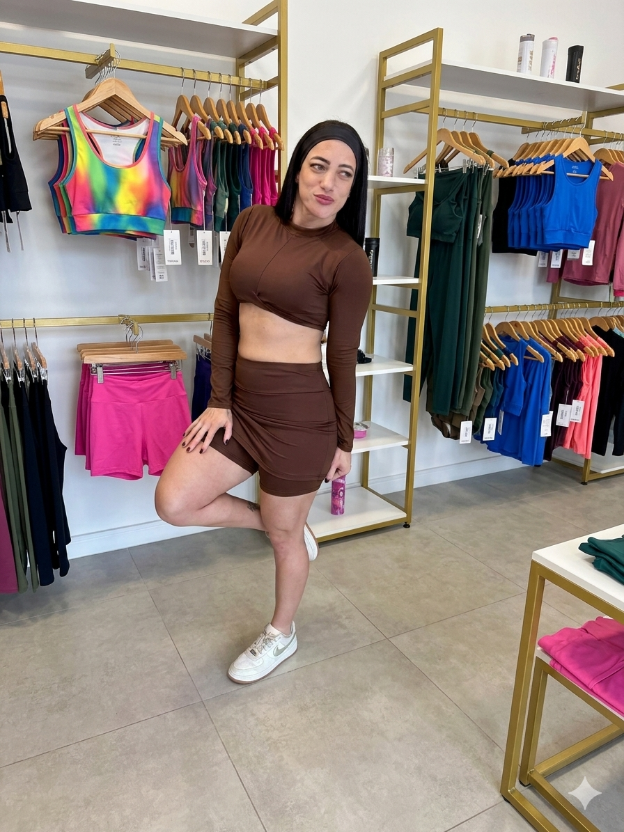SHORT SAIA MANGA LONGA MARROM G