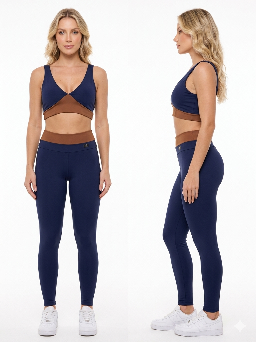 CONJ CALCA BICOLOR TOP AZUL G