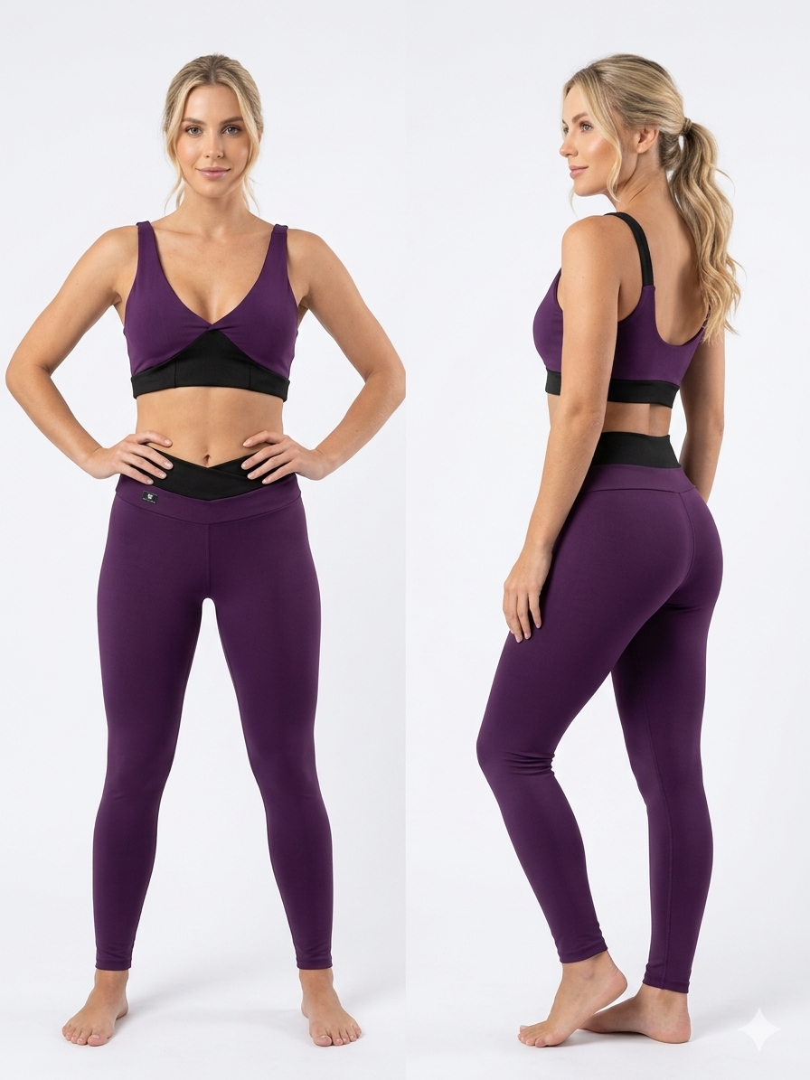CONJ CALCA BICOLOR ROXO TOP G