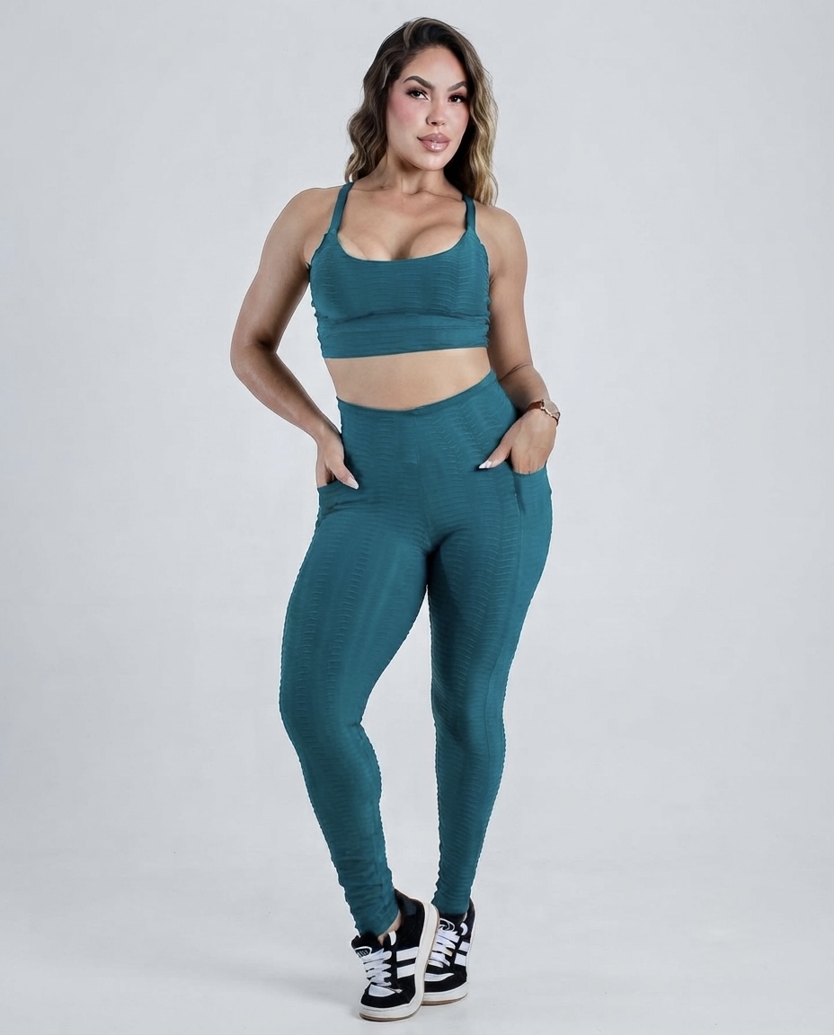 CONJ BOLHA VERDE M VESTE 38/44